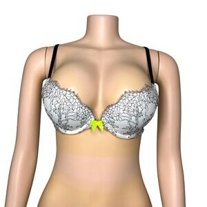 Victoria's Secret Very Sexy‎ Pigeonnant Push Up Bra Size 34B Cream Black